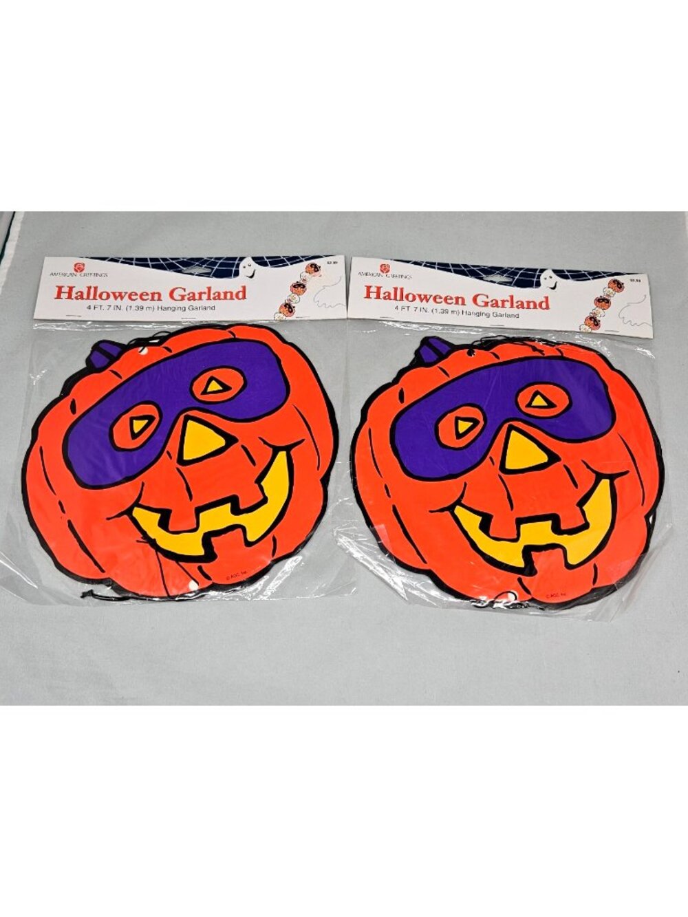 American Greetings Halloween Garland Set of 2 Jack-O-Lantern & Skulls 4 ft Each